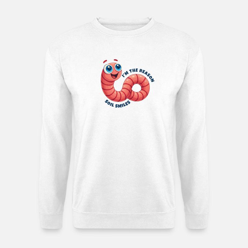 Fröhlicher Regenwurm - Unisex Pullover - Weiß