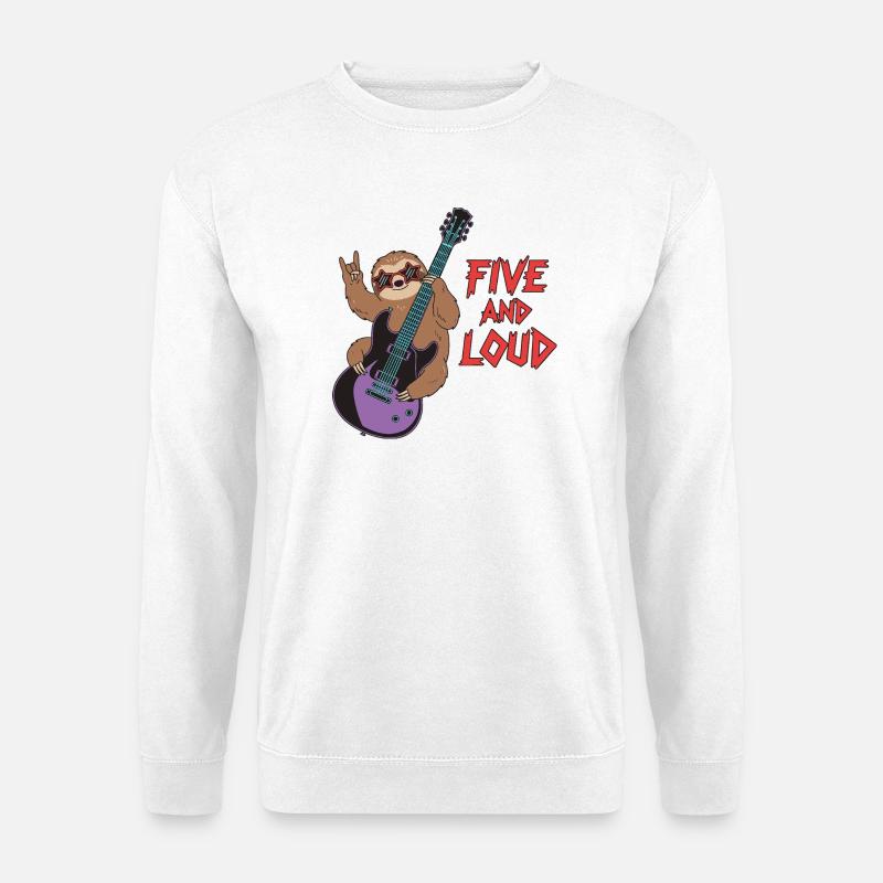 Five And Loud Faultier Rocker - Unisex Pullover - Weiß