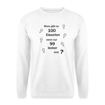 100 Eissorten - Unisex Pullover - Weiß - Vorne