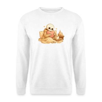 Cozy Skelett mit Herz – Ruhe & Selbstfürsorge - Unisex Pullover - Weiß - Vorne