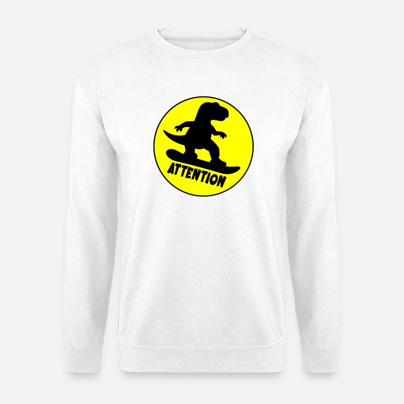 Achtung, snowboardender Dinosaurier - Unisex Pullover - Weiß