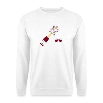 Weinflasche und Trinkgläser - Unisex Pullover - Weiß - Vorne