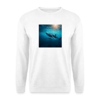Walhai Mutter mit Baby Unterwasser Natur - Unisex Pullover - Weiß - Vorne