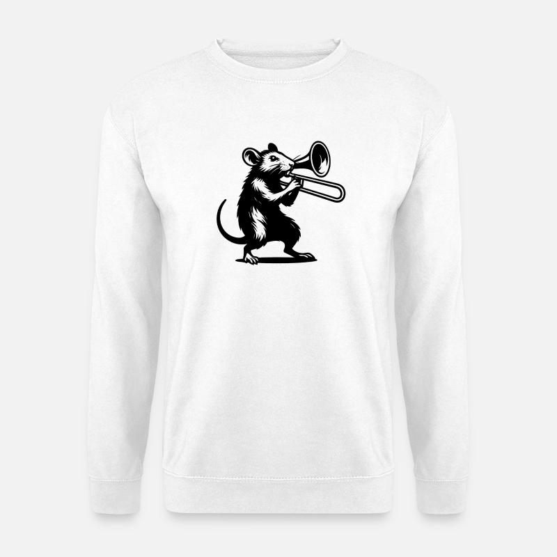 Bassratte mit Gitarre - Unisex Pullover - Weiß