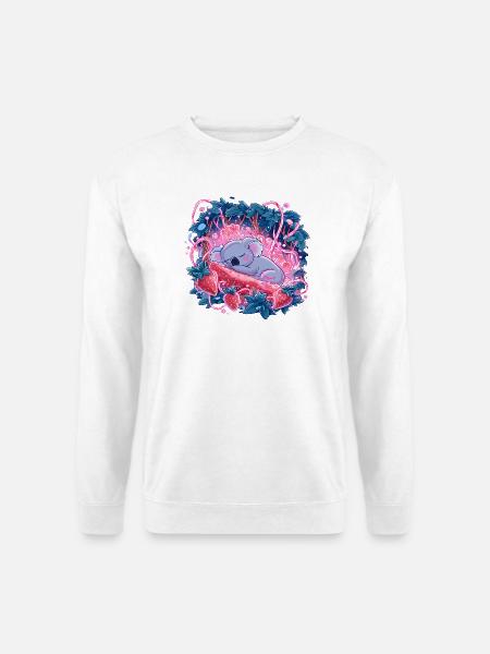 Sleeping koala in strawberry glow - Unisex Sweatshirt - white