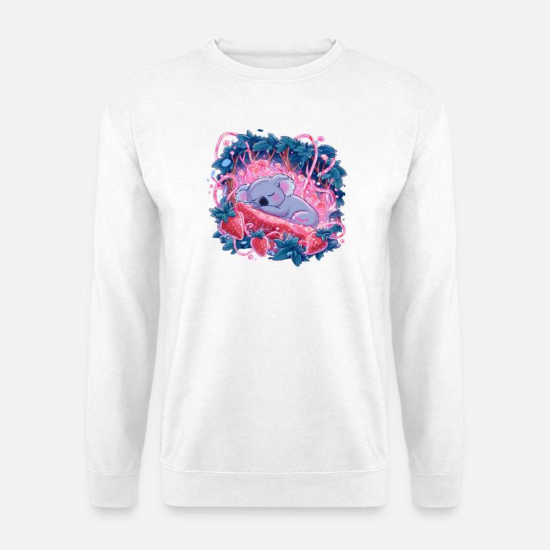 Sleeping koala in strawberry glow - Unisex Sweatshirt - white