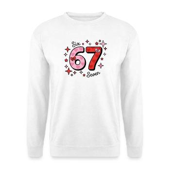 Six Seven Design - rosa + rot mit Sternen + Herzen - Unisex Pullover - Weiß - Vorne