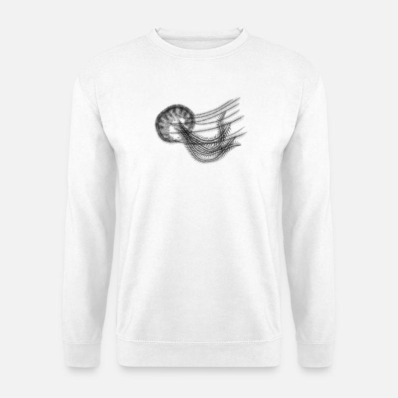 Ozean-Mysterium – Schwarz-Weiß-Quallenkunst - Unisex Pullover - Weiß