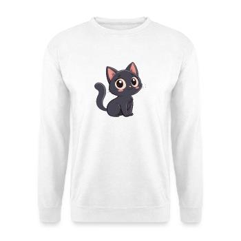 Niedliche schwarze Kätzchen-Zeichentrickserie - Unisex Pullover - Weiß - Vorne