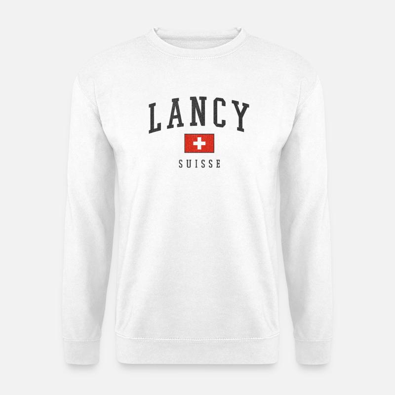 Lancy Suisse Typographie Drapeau - Sweat-shirt Unisexe - blanc