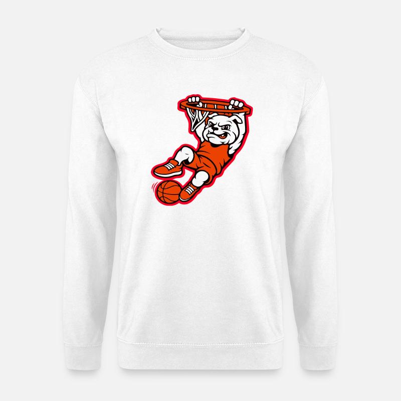 Bulldog Basketball Dunk Maskottchen - Unisex Pullover - Weiß