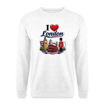 I Love London – Ikonische britische Ikonen - Unisex Pullover - Weiß - Vorne