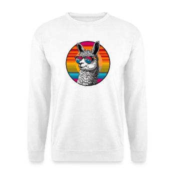 Llama Retro Sunset - Sweat-shirt Unisexe - blanc - Devant