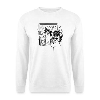 Party Cats Selfie Time mit Katzen vor dem Spiegel - Unisex Pullover - Weiß - Vorne