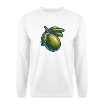 Vintage-Botanische Olive - Unisex Pullover - Weiß - Vorne - Alina (178cm) & Michal (187cm)