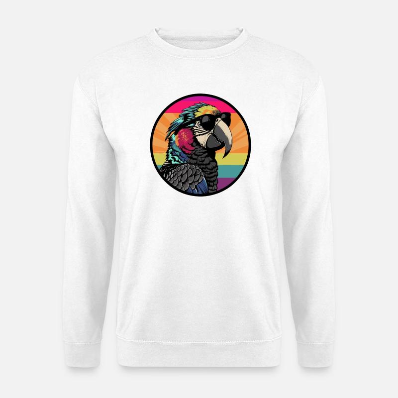 Papagei mit Sonnenbrille - Unisex Pullover - Weiß