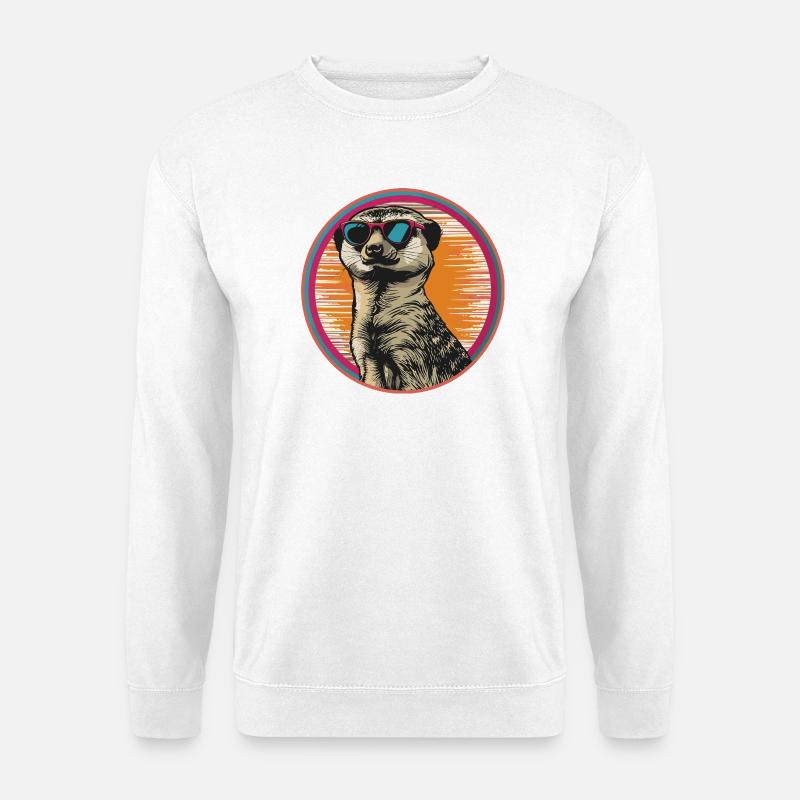 Erdmännchen mit Retro-Sonnenbrille - Unisex Pullover - Weiß