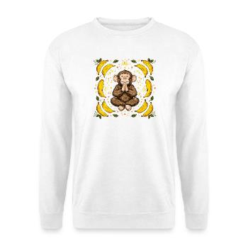 Dankender Affe mit Bananenring - Unisex Pullover - Weiß - Vorne