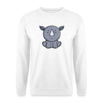 Süßes Nashorn-Kawaii-Safari-Tier-Cartoon - Unisex Pullover - Weiß - Vorne