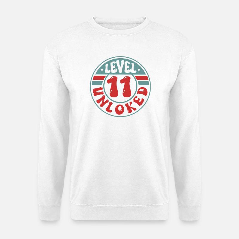 Niveau 11 Débloqué – Conception d’anniversaire joueur - Sweat-shirt Unisexe - blanc