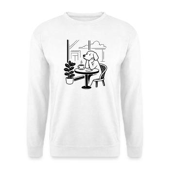 Hund im Café - Unisex Pullover - Weiß - Vorne