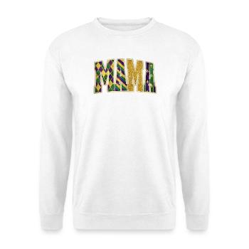 MAMA Mardi Gras Glitzerbuchstaben - Unisex Pullover - Weiß - Vorne - Alina (178cm) & Michal (187cm)