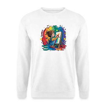 Little child paints in the rain of colors - Unisex Sweatshirt - white - Front