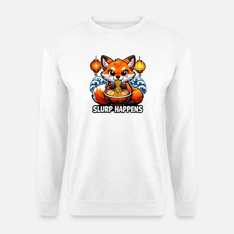 Ramen Fox Slurp Happens - Unisex Sweatshirt - white