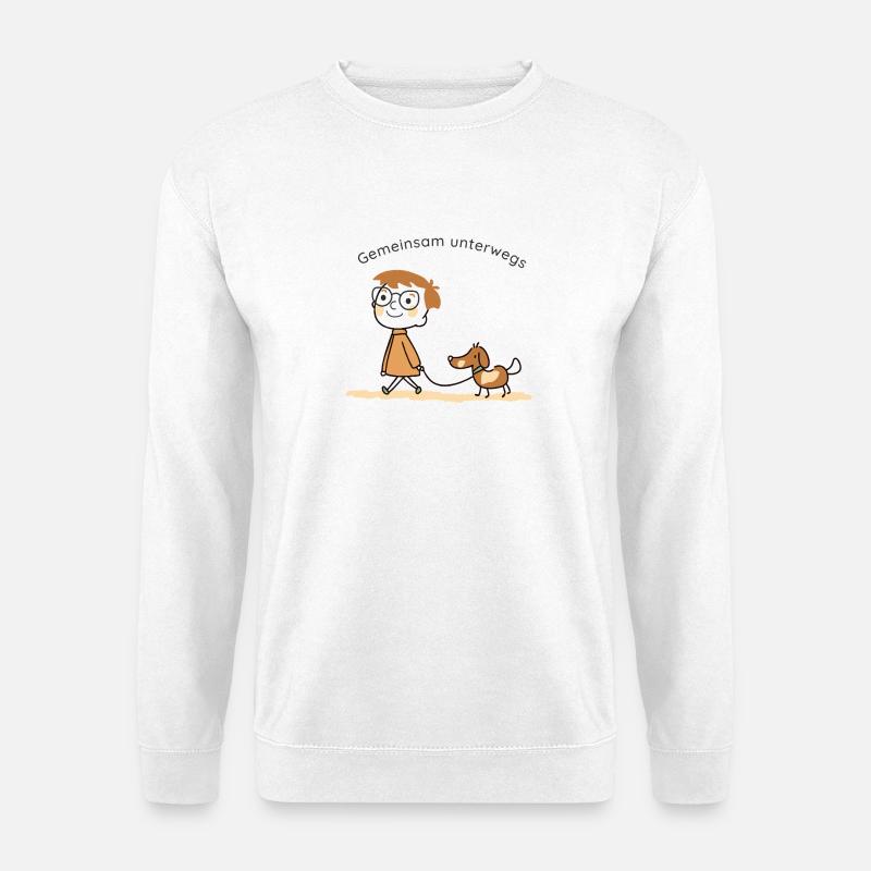 Gemeinsam unterwegs – Niedliche Illustration Mensc - Unisex Pullover - Weiß