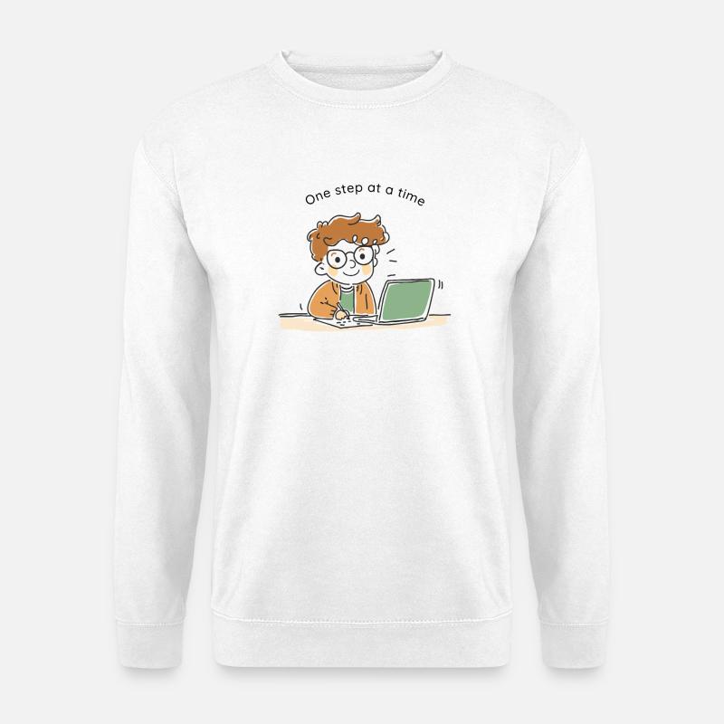 One Step at a Time – Süßer handgezeichneter Charak - Unisex Pullover - Weiß