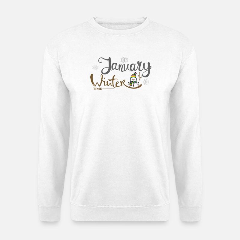 Januar Winterzeit Schneemann - Unisex Pullover - Weiß