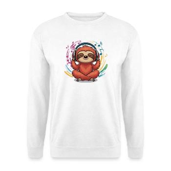  Entspanntes Faultier Mit Kopfhörern Musik Yoga - Unisex Pullover - Weiß - Vorne