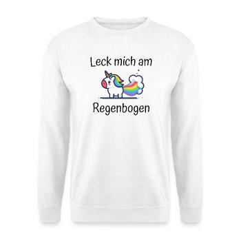 Leck mich am Regenbogen Einhorn Spruch - Unisex Pullover - Weiß - Vorne