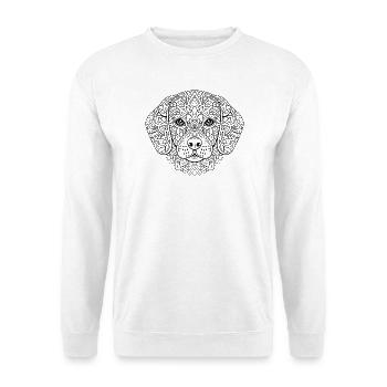 Hund Mandala mit detailreicher Ornamentik - Unisex Pullover - Weiß - Vorne