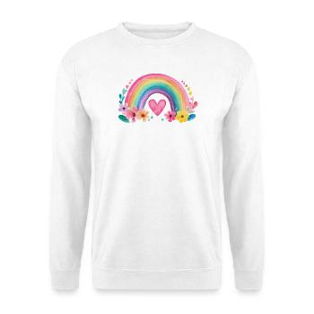Rainbow with Heart & Flowers – Watercolor Love - Unisex Sweatshirt - white - Front