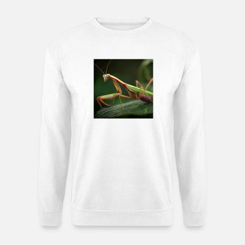 Gottesanbeterin Makro  Elegante Fangschrecke - Unisex Pullover - Weiß