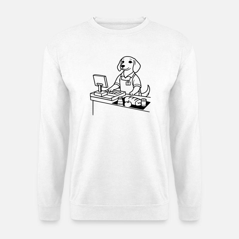 supermarkt hund kassierer - Unisex Pullover - Weiß
