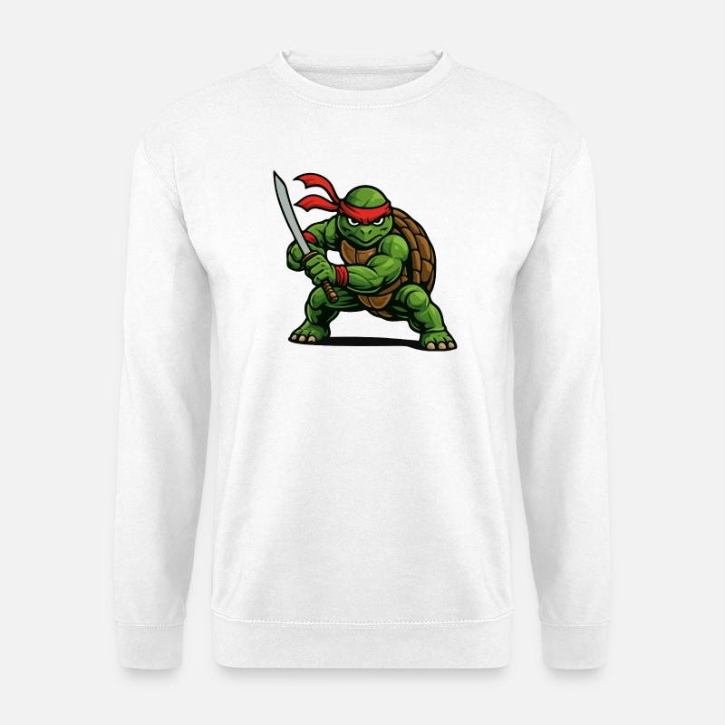 Ninja-Krieger-Schildkröte mit Katana-Schwert - Unisex Pullover - Weiß