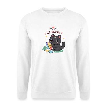 Kreative Katze und buntes Origami - Unisex Pullover - Weiß - Vorne