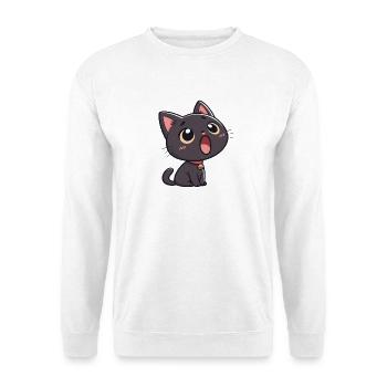 Schwarze Katze voller Ehrfurcht - Unisex Pullover - Weiß - Vorne