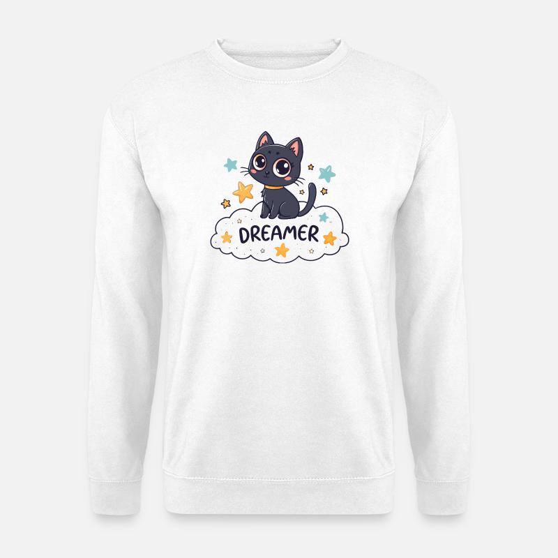 Sternenklare Traumkatze auf Wolke - Unisex Pullover - Weiß