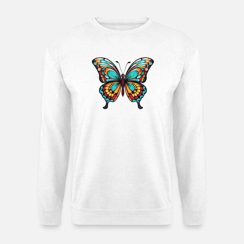 Bunter Schmetterling - Unisex Pullover - Weiß