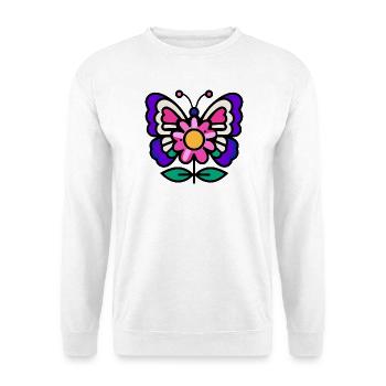 Papillon sur fleur - Sweat-shirt Unisexe - blanc - Devant