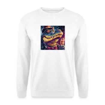 Gentleman Crocodile avec haut-de-forme et champus - Sweat-shirt Unisexe - blanc - Devant