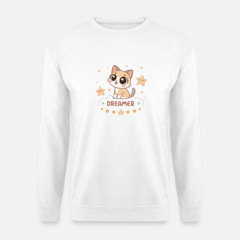 Pastellfarbene Traumkätzchen-Sterne - Unisex Pullover - Weiß