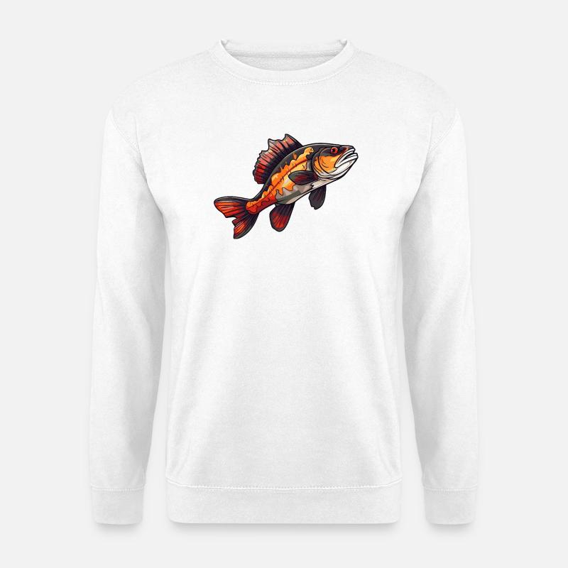 Barsch Cartoon Fisch - Unisex Pullover - Weiß