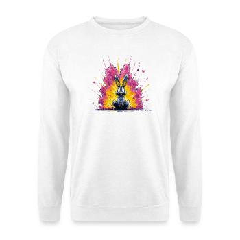 Knallbunter Hase Blitz - Unisex Pullover - Weiß - Vorne