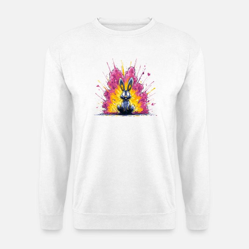 Knallbunter Hase Blitz - Unisex Pullover - Weiß