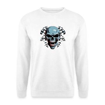 Night Bone Skull with Bat Shadow - Unisex Sweatshirt - white - Front