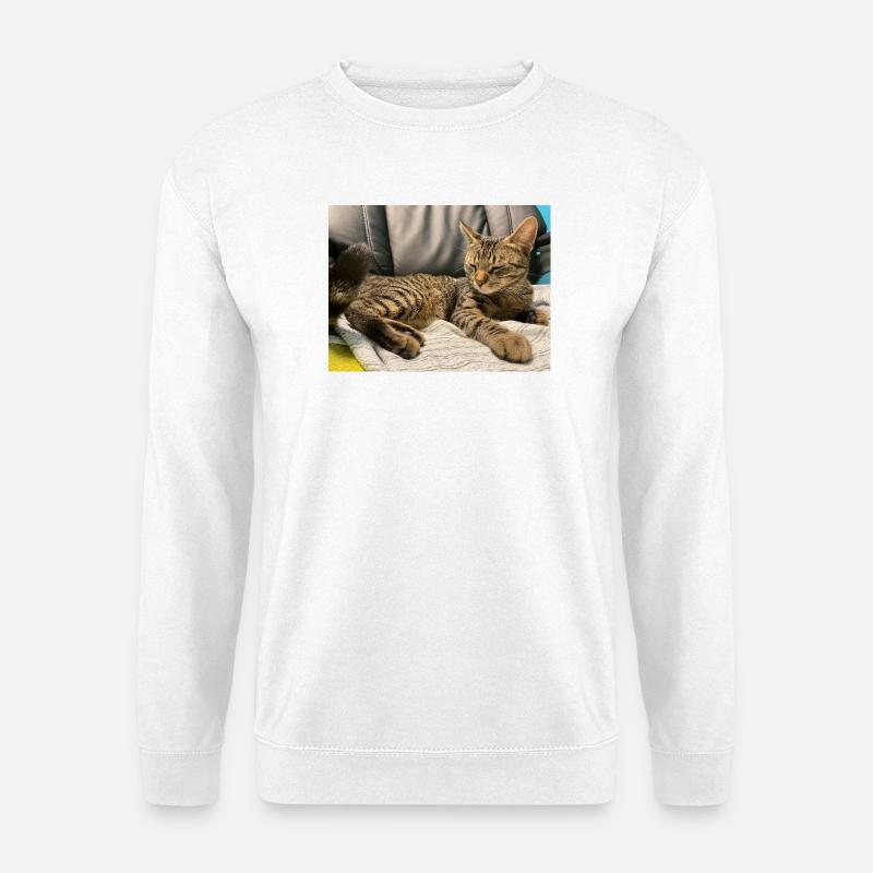 Gemütliche Tigerkatze im Licht - Unisex Pullover - Weiß